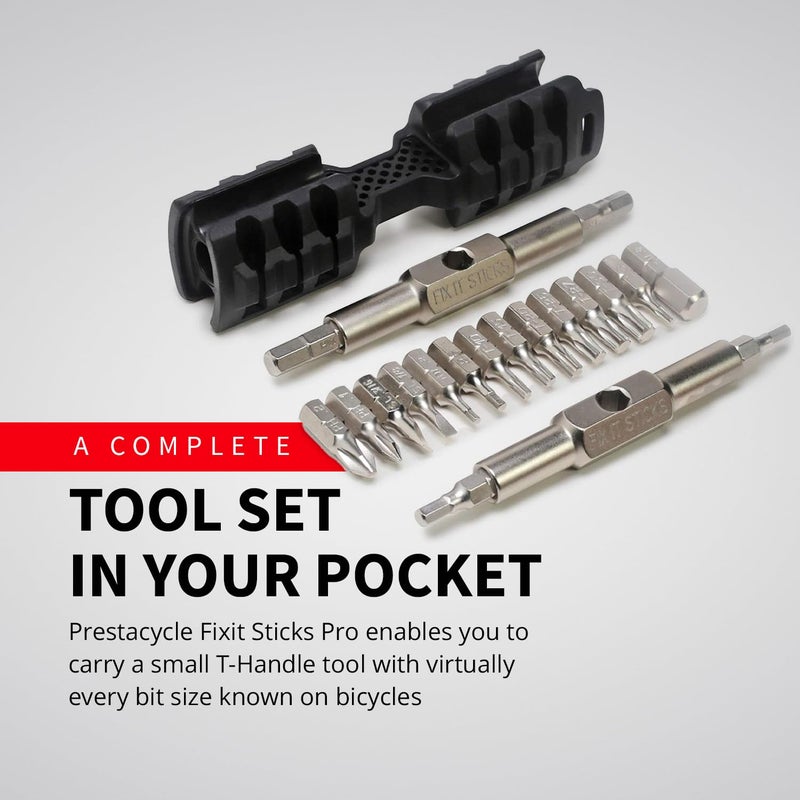 Prestacycle Fixit Sticks Pro Hex Bit Driver Set, Compact T-Handle Ratcheting Tool Kit w/18 Replaceable Bits for Bikes & Repairs - Fix It Sticks Accessories, All-in-One Toolkit - Image 2